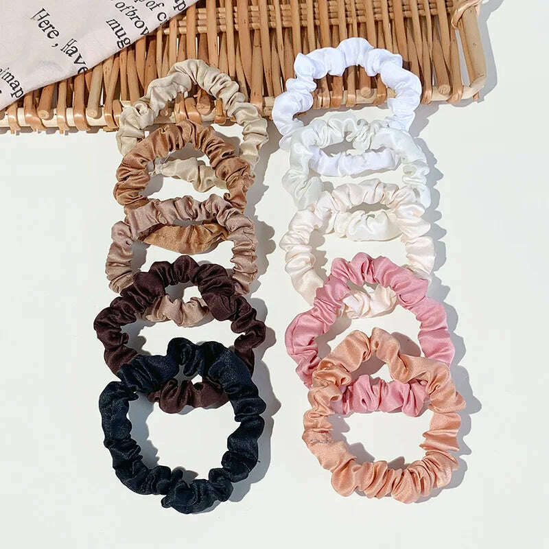 10pcs Colorful Satin Skinny Hair Bands