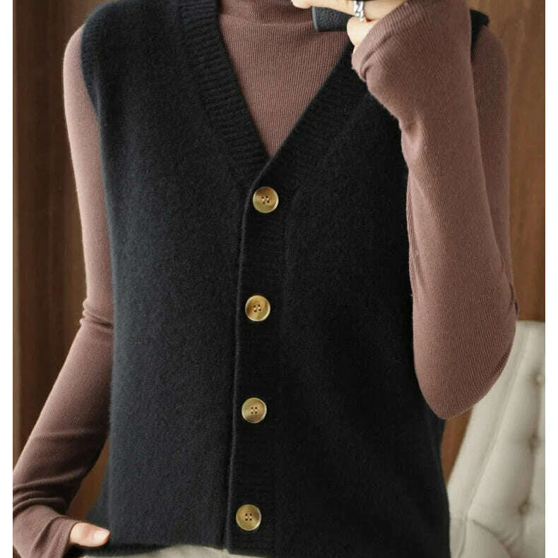 2024 Women's Cashmere Sleeveless Sweater Vest - D&M Boutique