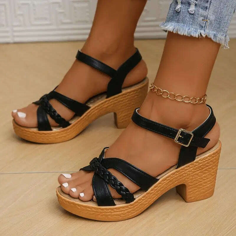 2024 Summer Ankle Strap High Heel Sandals - Platform Gladiator