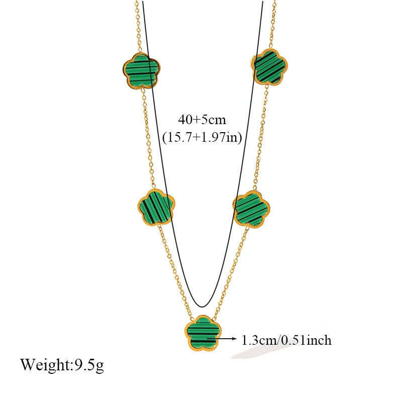 EILIECK 316L Stainless Steel Black Five Leaf Clover Pendant Necklace For Women Fashion New Party Gift Neck Chain Jewelry Collar