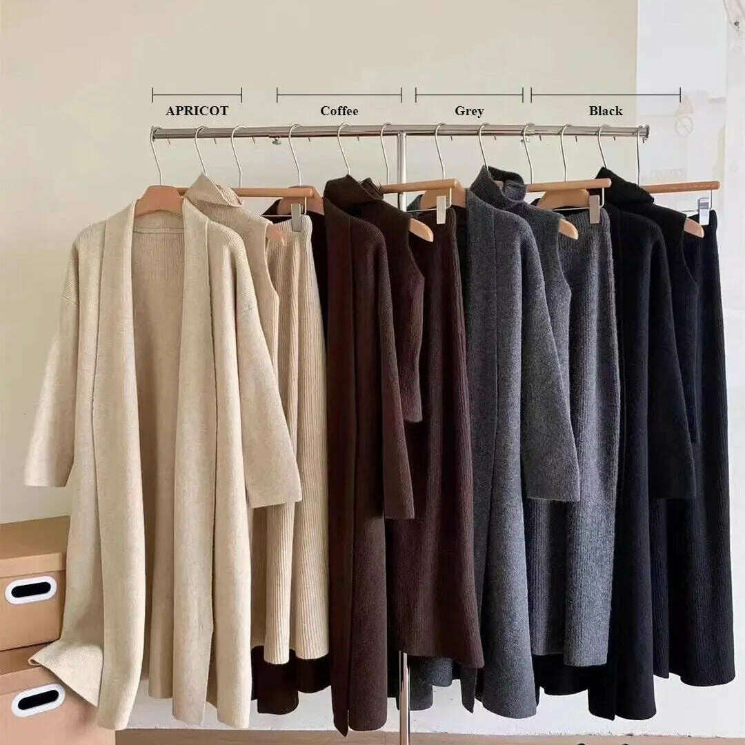 Women’s 3-Piece Set – Knit Sweater, Vest, High Waist Skirt, Casual Morocco Style - D&M Boutique