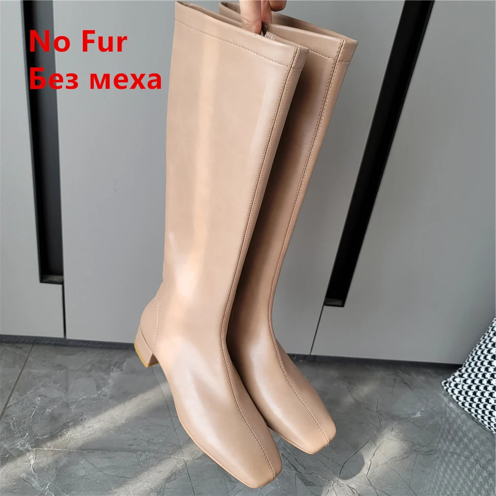 FEDONAS Women's Leather High Heel Boots