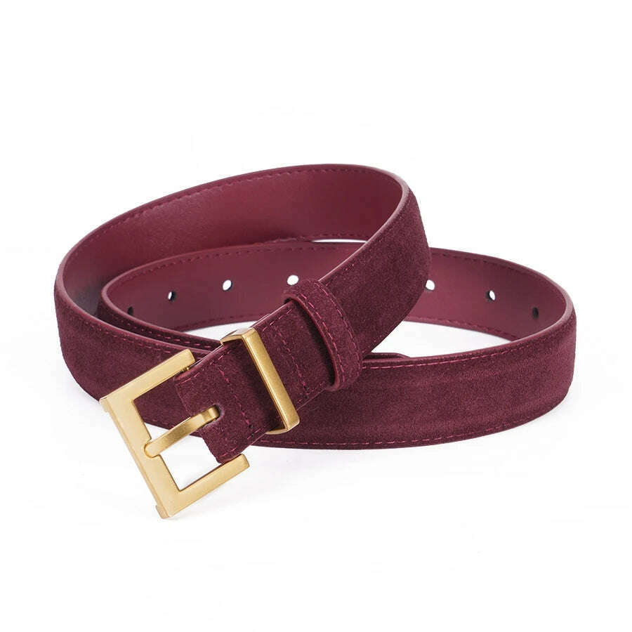 Casual Genuine Leather Belt with Gold Buckle