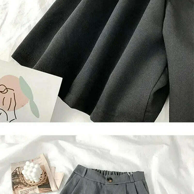 High Waist Wide Leg Shorts – Loose, Solid, Summer Office Style - D&M Boutique