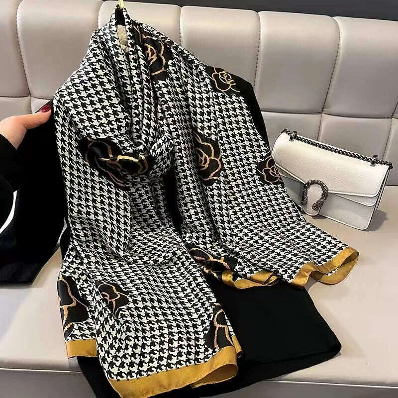 2023 Autumn Winter New Imitated Silk Scarf Women 180*90cm Outdoor Large Size Soft Silky Scarf Beach Long Luxury Scarf Lady Hijab