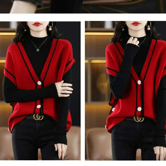 V-Neck Button-Down Sleeveless Cardigan – Cozy Knit Sweater for Autumn/Winter - D&M Boutique