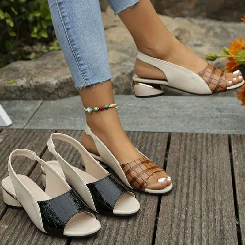 Luxury Peep-Toe Sandals - Chunky Heel Party Pumps