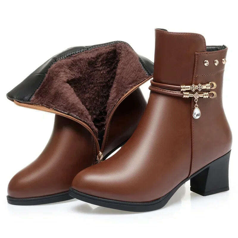 ZLMIAO SHZHANG Women’s Soft Leather Ankle Boots