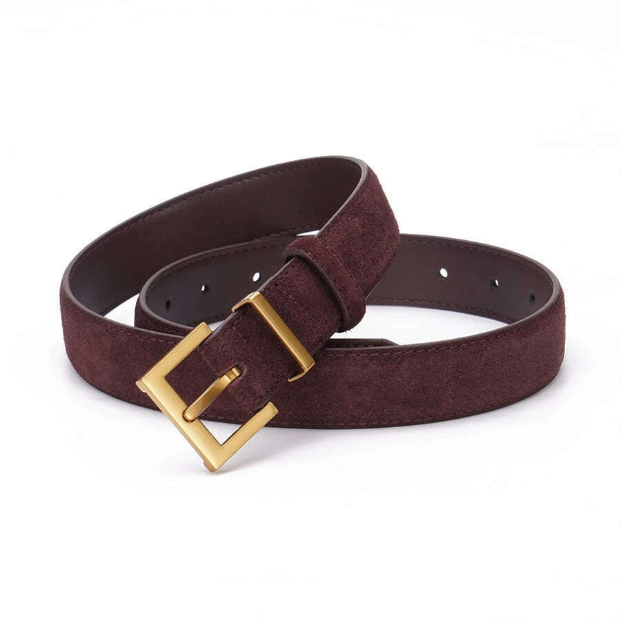 Casual Genuine Leather Belt with Gold Buckle