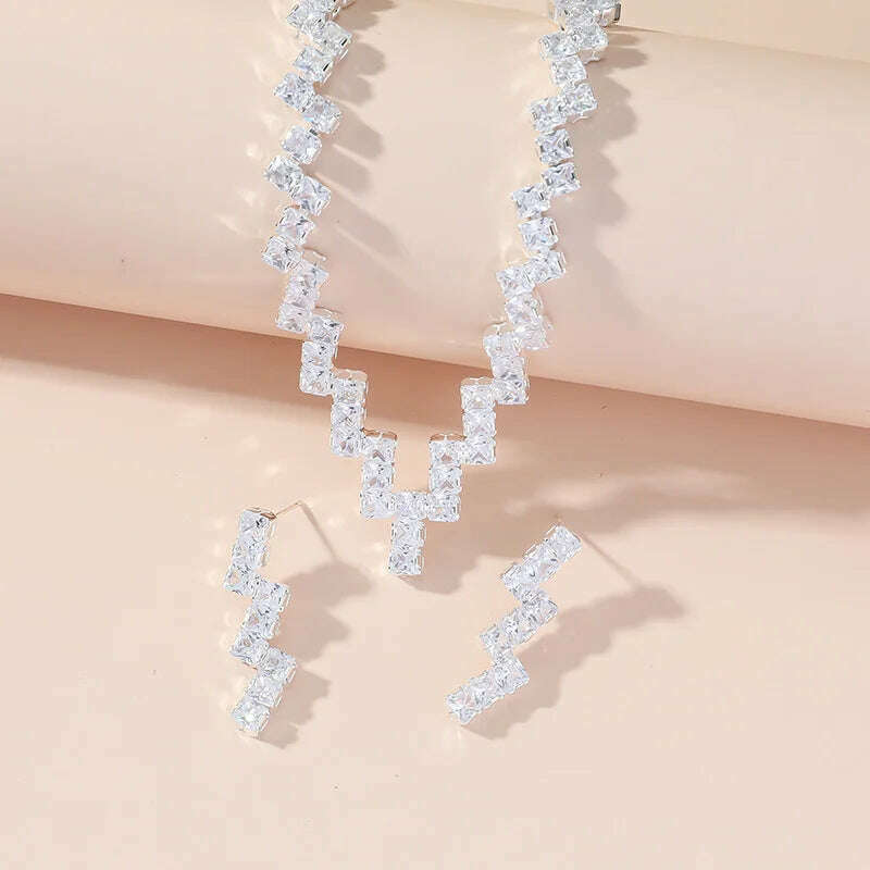 FYUAN Luxury Geometric Zircon Jewelry Set