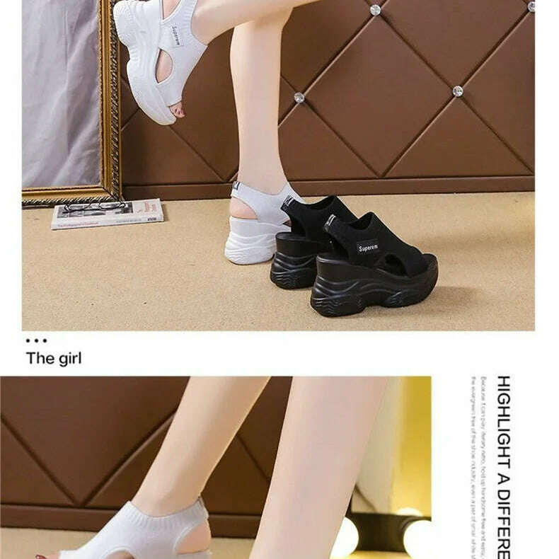 Summer Wedge Heel Sandals - Elastic Cloth & Thick Sole