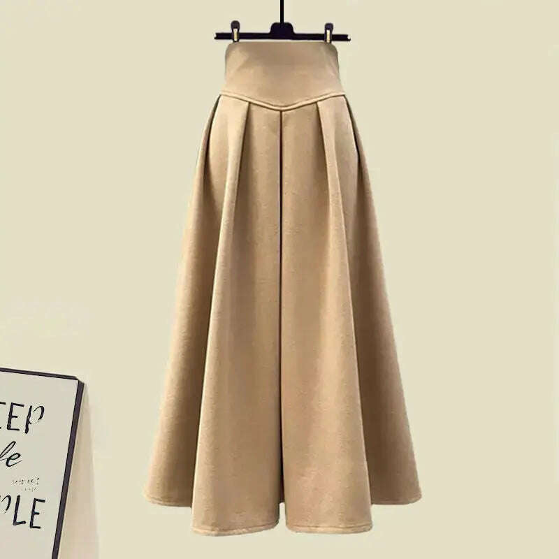 Fall Winter Women’s Knitted Sweater & Pleated Skirt Set - D&M Boutique