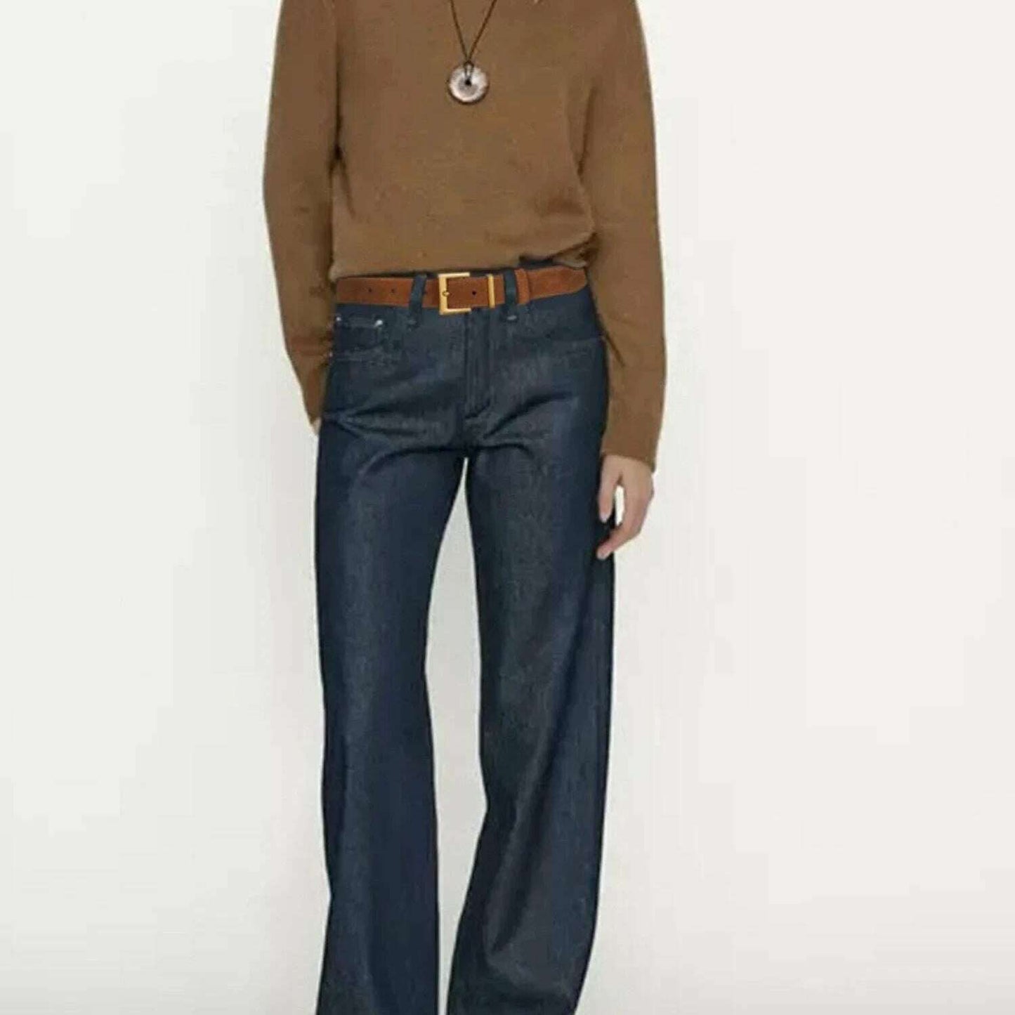 Casual Genuine Leather Belt with Gold Buckle
