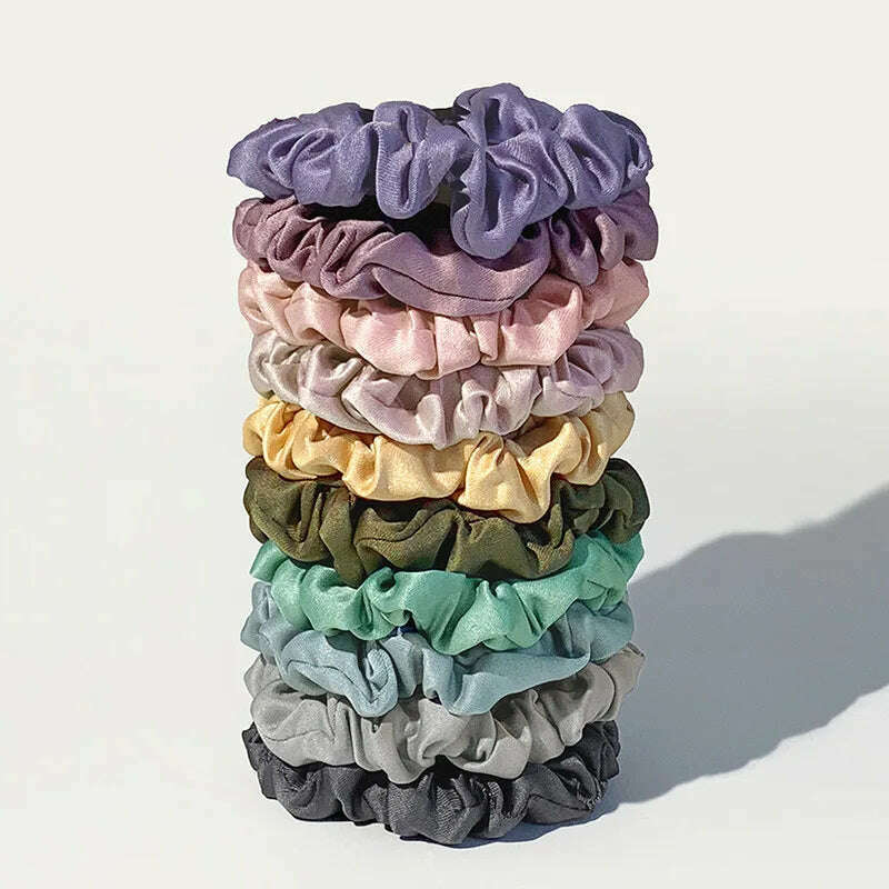 10pcs Colorful Satin Skinny Hair Bands