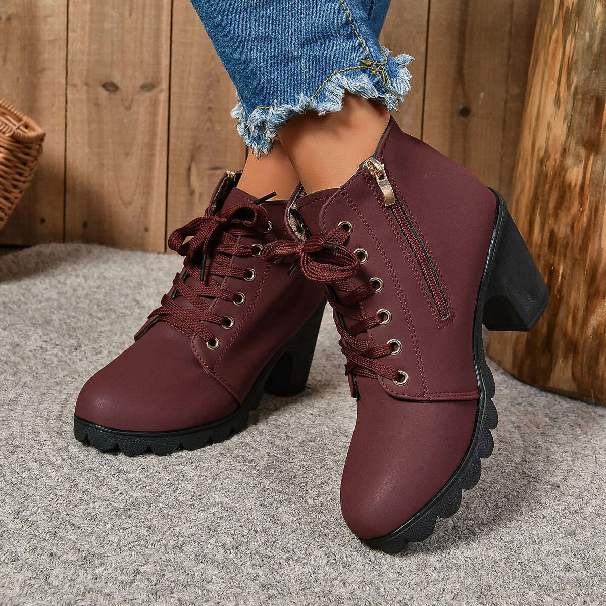 LINLING High Heel Ankle Boots