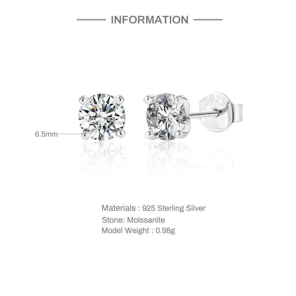 CANNER 0.5-1.2 Carat Moissanite Stud Earrings – 925 Sterling Silver