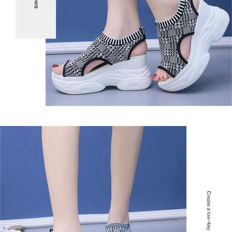Summer Wedge Heel Sandals - Elastic Cloth & Thick Sole