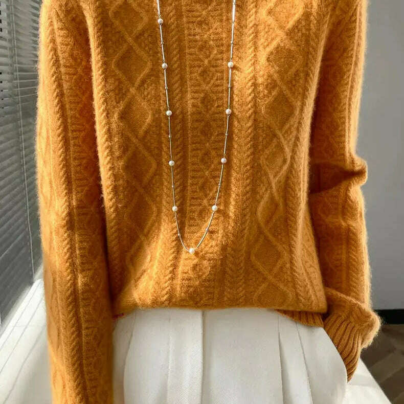 DjzDsm Turtleneck Sweater: 100% Merino Wool, Check Knit - D&M Boutique