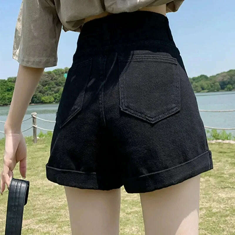 New Women's High Waist Button Denim Shorts – Loose Fit - D&M Boutique