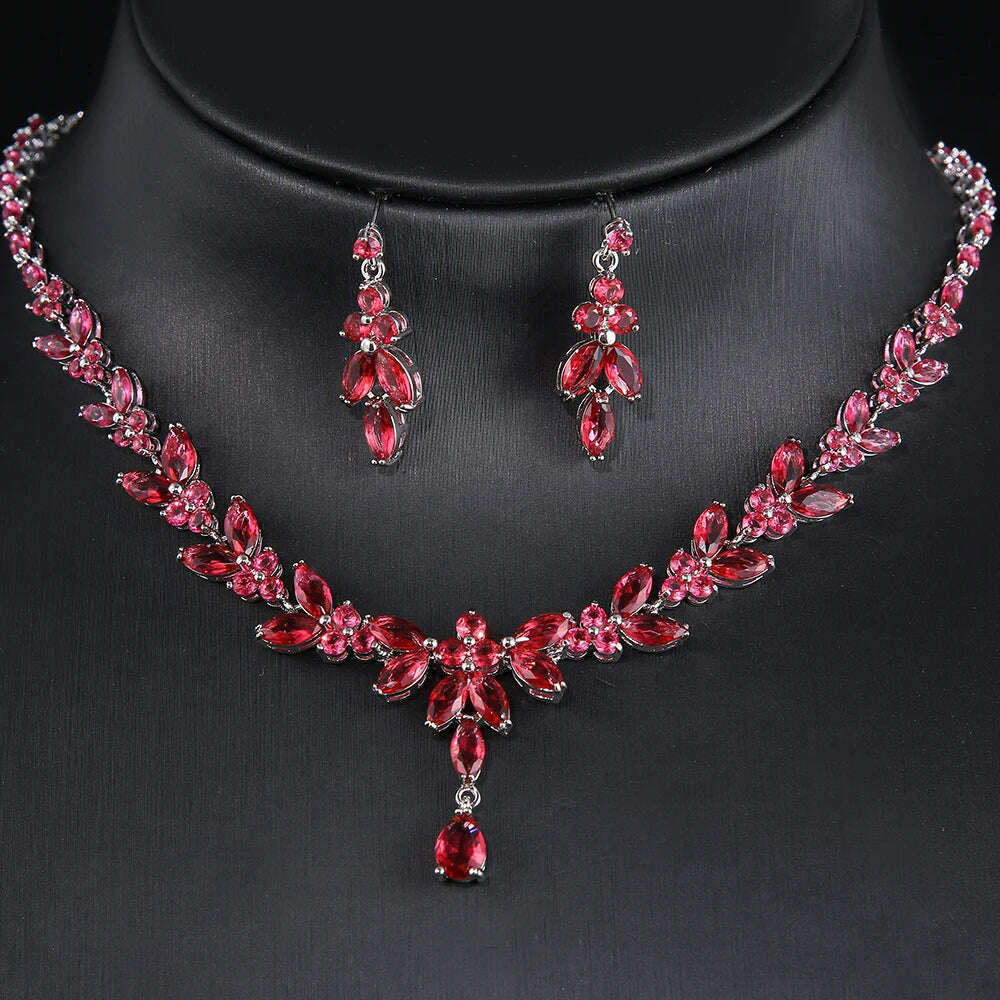 Emmaya Exquisite Jewelry Sets For Women Wedding Party Accessories Cubic Zircon Stud Earrings & Necklace Gift