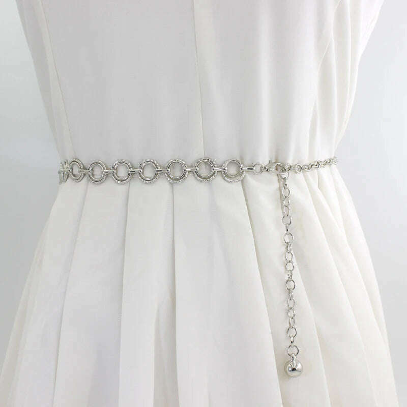 Fashion Circle Metal Waist Chain Belt – Gold & Silver