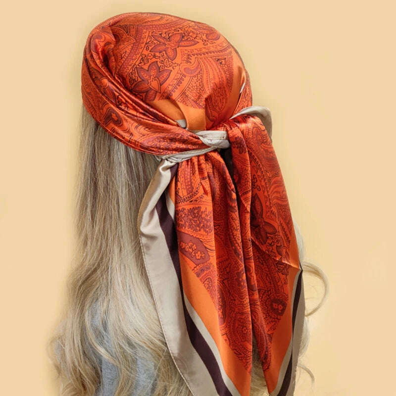 90*90CM Shawls Fashion Beach Sunscreen Silk Scarves 2023 Europe And America Kerchief Popular Print Square Bandannas