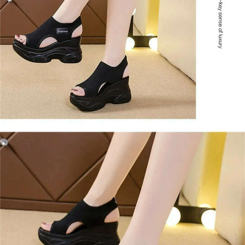Summer Wedge Heel Sandals - Elastic Cloth & Thick Sole