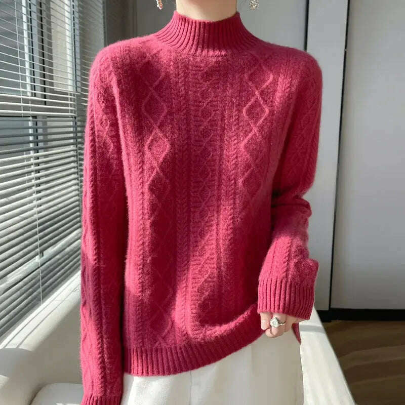 DjzDsm Turtleneck Sweater: 100% Merino Wool, Check Knit - D&M Boutique