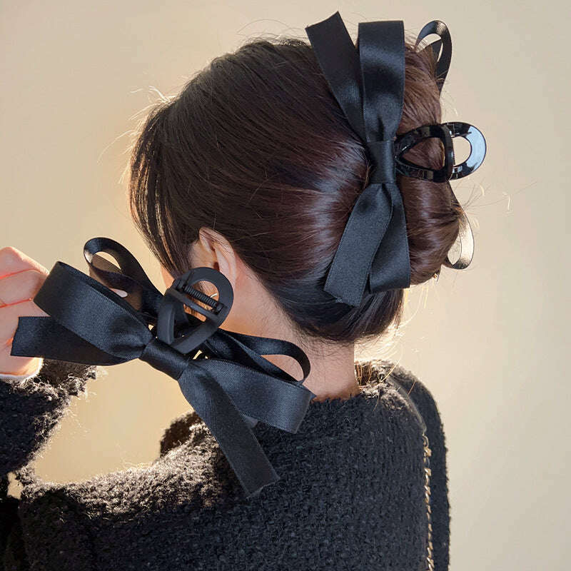 2024 Black Bow Hair Claw Clip for Ponytails & Braids