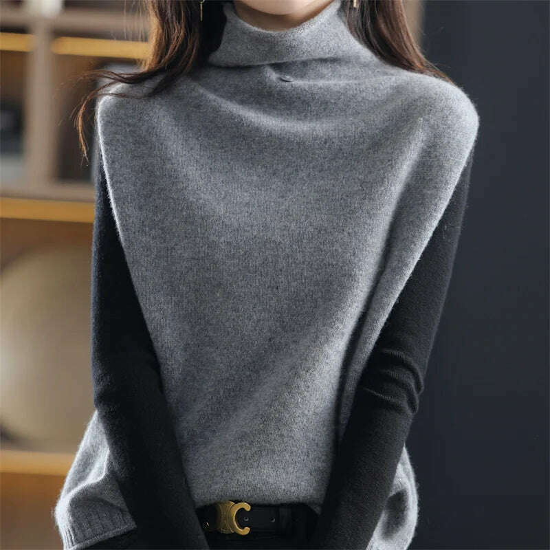 High Neck Cashmere Vest – 100% Wool, Loose, Sleeveless Pullover - D&M Boutique