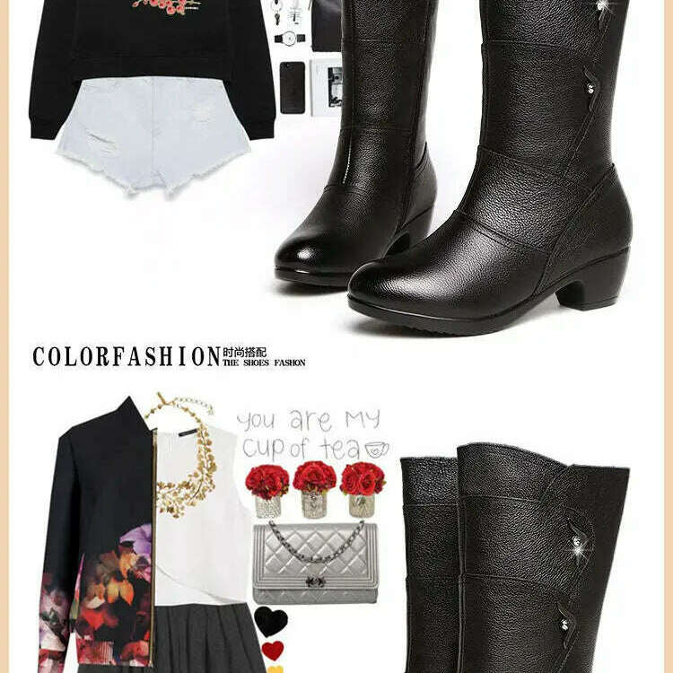 SBIP Mid-Calf Leather Boots