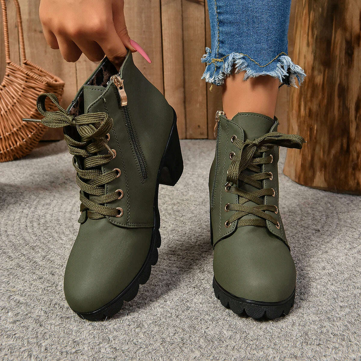 LINLING High Heel Ankle Boots