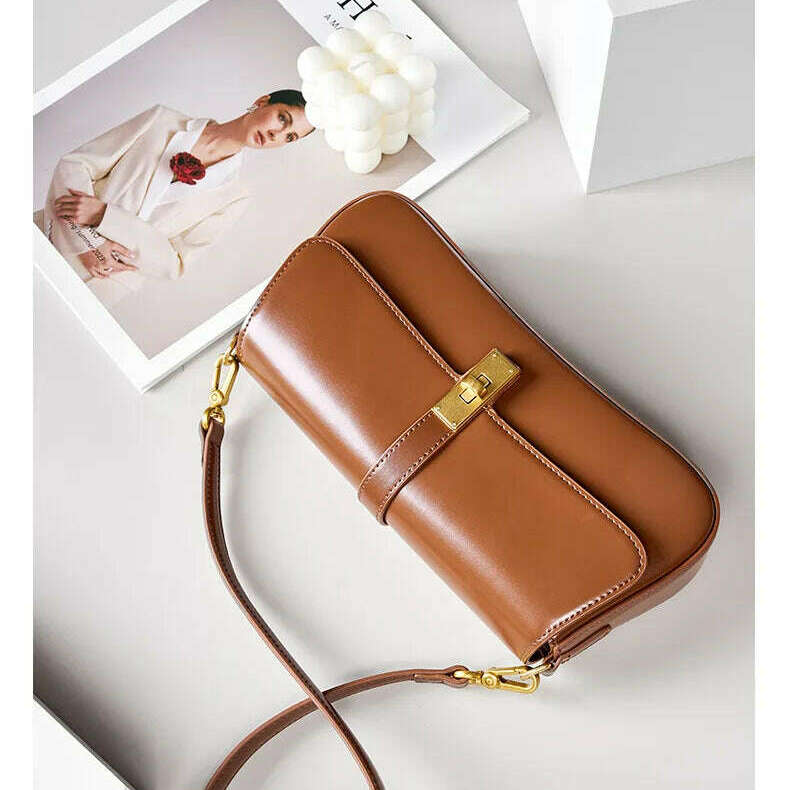 YANATARI Cowhide Leather Crossbody Bag - Vintage Luxury