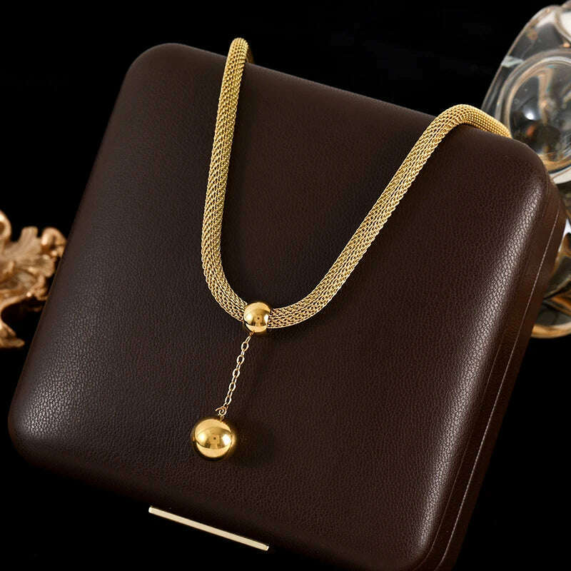 GANEMLY 316L Stainless Steel Water Drop Pendant Necklace
