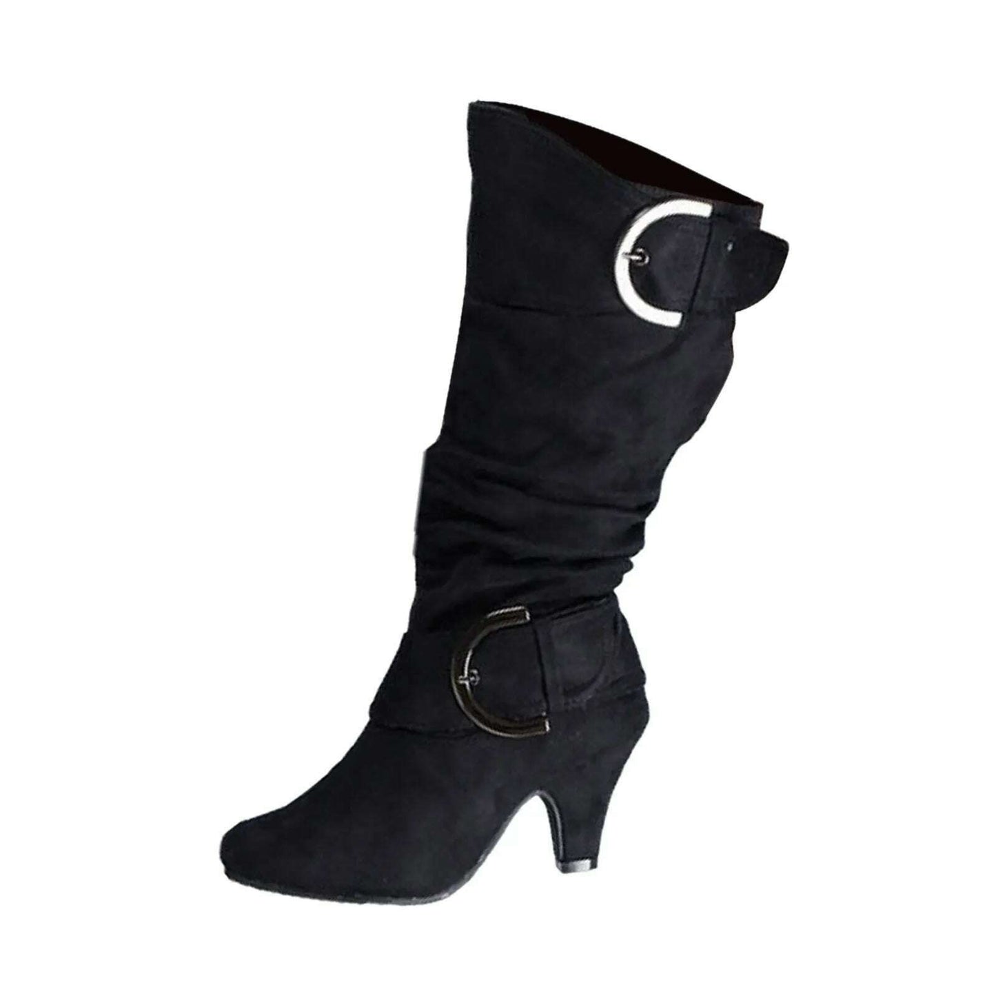 TULX Women's Retro High Heel Mid-Calf Boots