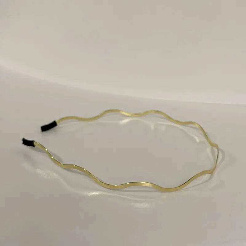 2025 Fashion Women Gold Metal Wave Bending Hairband.