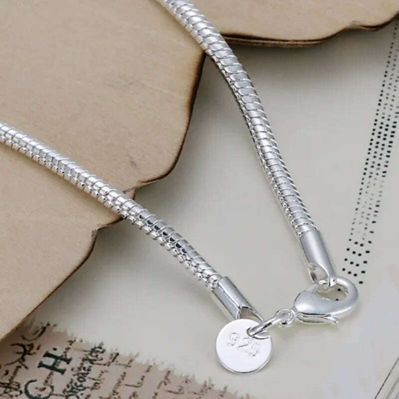 925 Sterling Silver 3MM Snake Chain Bracelet for Women