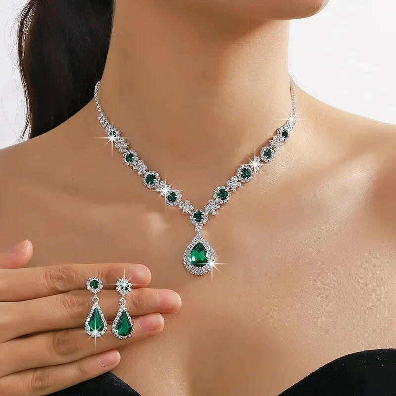 Elegant Waterdrop Rhinestone Jewelry Set