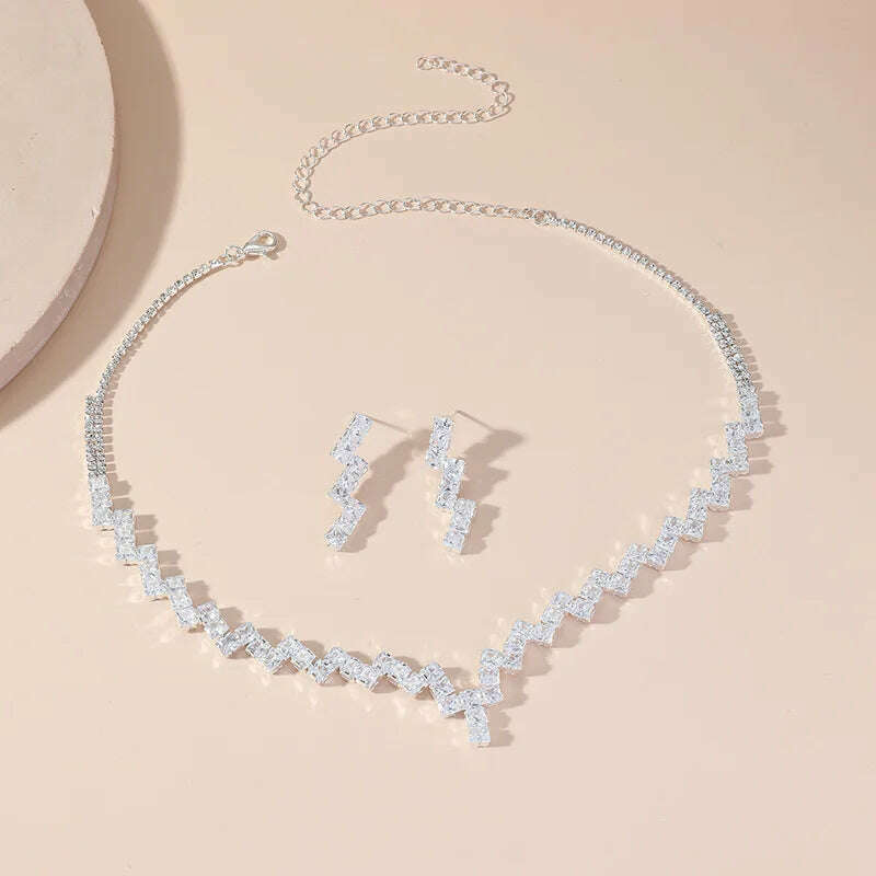 FYUAN Luxury Geometric Zircon Jewelry Set