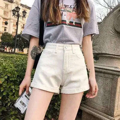 New Women's High Waist Button Denim Shorts – Loose Fit - D&M Boutique