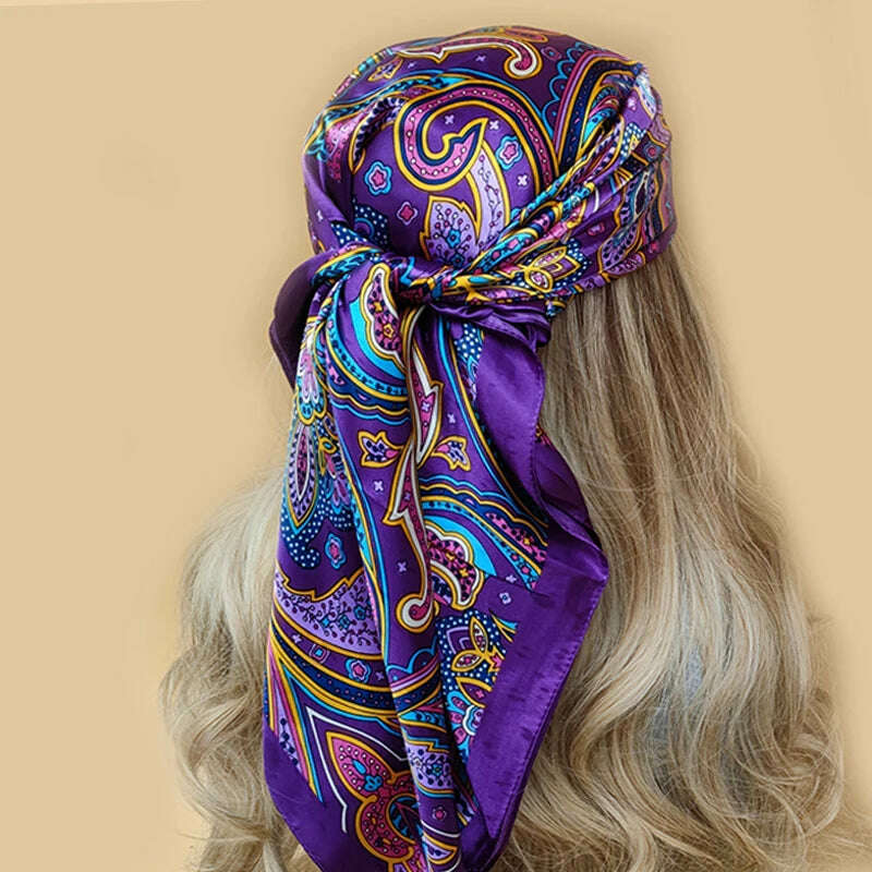 90*90CM Shawls Fashion Beach Sunscreen Silk Scarves 2023 Europe And America Kerchief Popular Print Square Bandannas