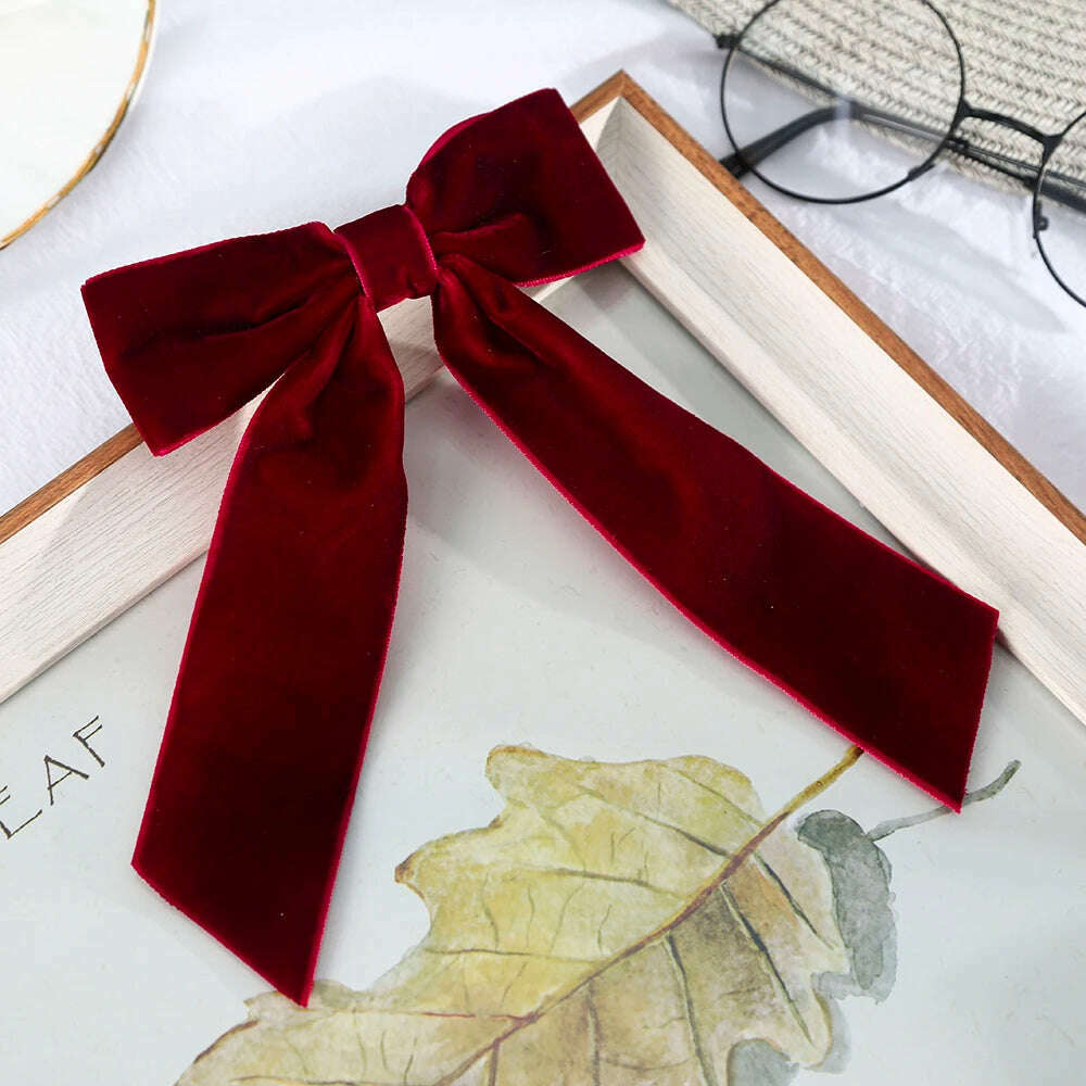 Velvet Bow Hair Barrettes for Women