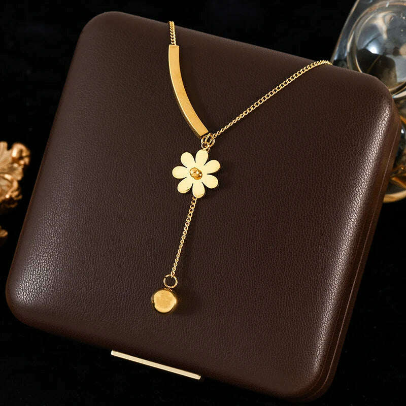 GANEMLY 316L Stainless Steel Water Drop Pendant Necklace