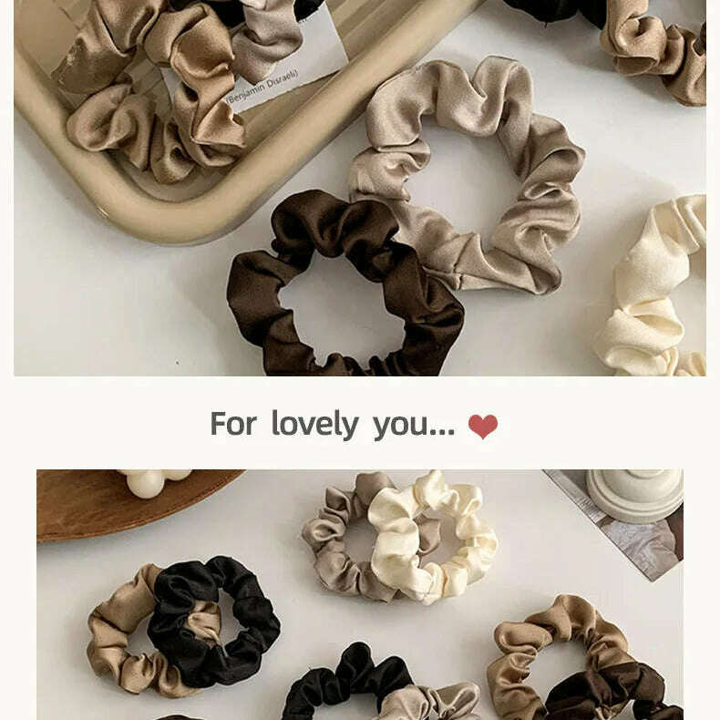 3/4/5 PCS Satin Pleated Scrunchies Elastic Hair Bands