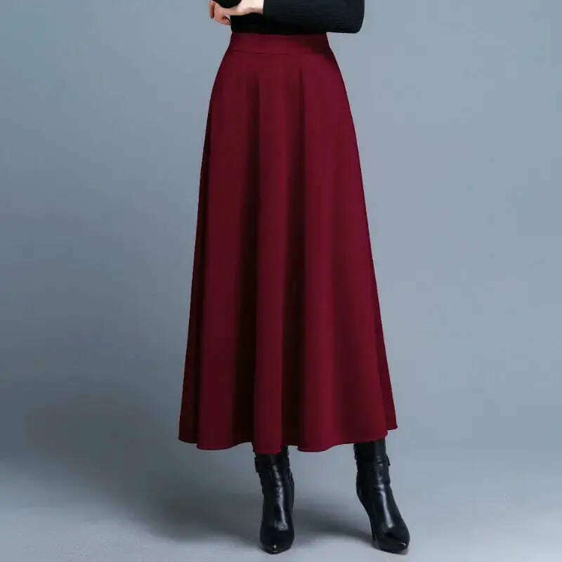 Autumn & Winter Woolen A-Line Skirt – High Waist, Big Hem - D&M Boutique