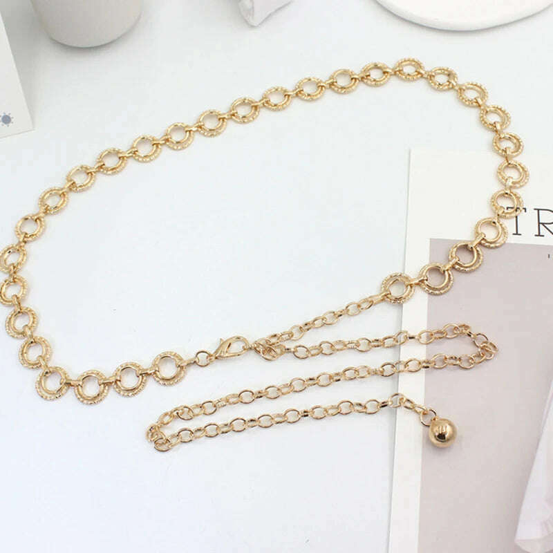 Fashion Circle Metal Waist Chain Belt – Gold & Silver