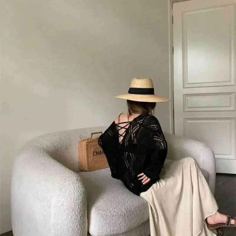 2024 Autumn/Winter Women's Sweater: Hollow Out, Long Sleeve - D&M Boutique