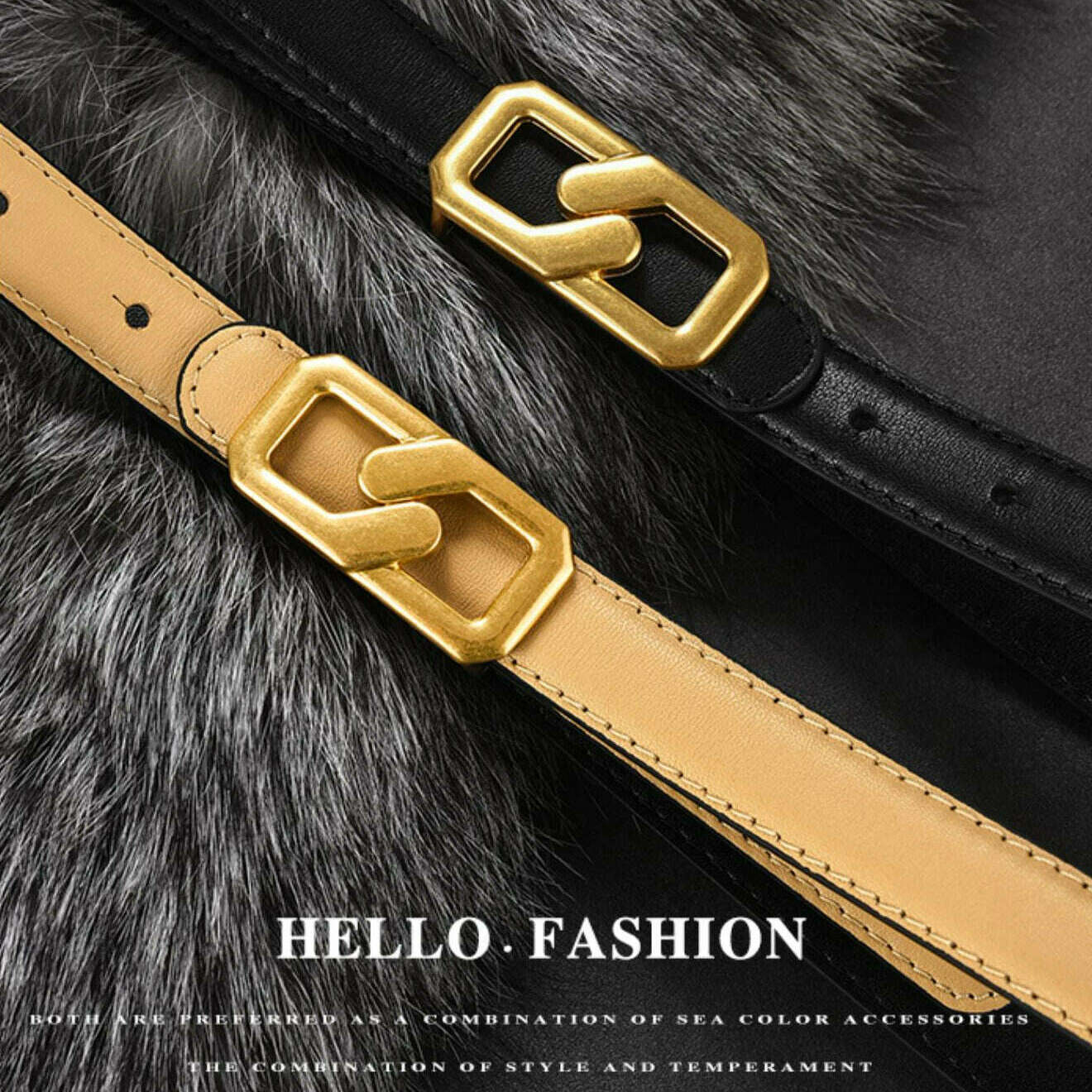 Luxury Women's Skinny Belt with Gold Buckle
