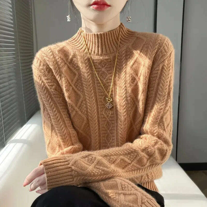 DjzDsm Turtleneck Sweater: 100% Merino Wool, Check Knit - D&M Boutique