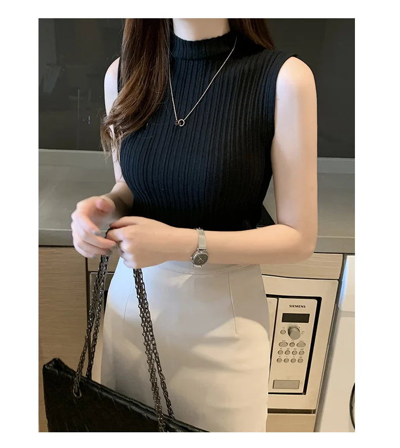 Knitted Sleeveless Tank – Slim Fit, Summer Streetwear Chic - D&M Boutique